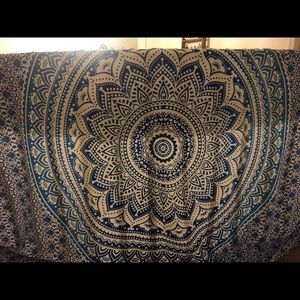 Blue detailed mandala curtain